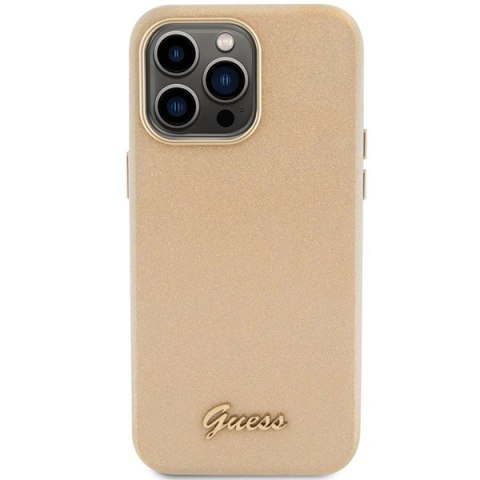 Guess GUHCP15LPGMCSD iPhone 15 Pro 6.1" złoty/light gold hardcase Glitter Glossy Script
