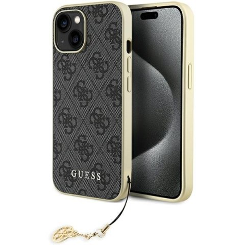 Guess GUHCP15SGF4GGR iPhone 15 6.1" szary/grey hardcase 4G Charms Collection