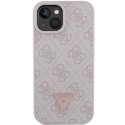 Guess GUHCP15SP4TDPP iPhone 15 6.1" różowy/pink hardcase Leather 4G Triangle Strass