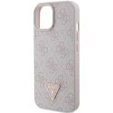 Guess GUHCP15SP4TDPP iPhone 15 6.1" różowy/pink hardcase Leather 4G Triangle Strass