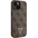 Guess GUHCP15SP4TDPW iPhone 15 6.1" brązowy/brown hardcase Leather 4G Triangle Strass