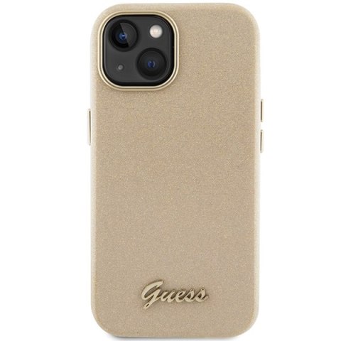 Guess GUHCP15SPGMCSD iPhone 15 6.1" złoty/light gold hardcase Glitter Glossy Script