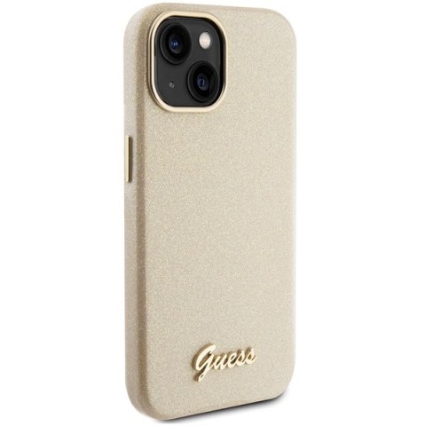 Guess GUHCP15SPGMCSD iPhone 15 6.1" złoty/light gold hardcase Glitter Glossy Script