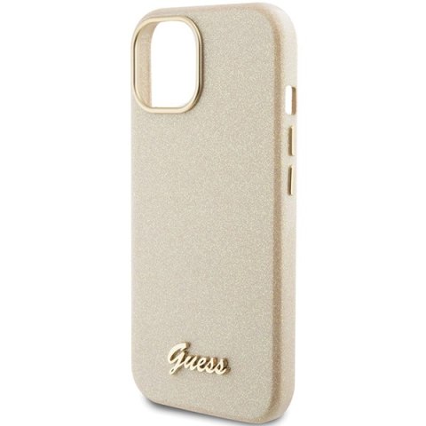 Guess GUHCP15SPGMCSD iPhone 15 6.1" złoty/light gold hardcase Glitter Glossy Script