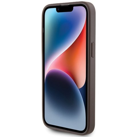 Guess nakładka do iPhone 15 Pro Max 6,7" GUHCP15XG4GFBR brązowa HC PU 4G Metal Logo