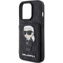 Karl Lagerfeld KLHCP15XSAKKNSCK iPhone 15 Pro Max 6.7" czarny/black hardcase Saffiano Cardslots and Stand Monogram Ikonik Patch