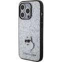 Karl Lagerfeld KLHCP15LGCNPSG iPhone 15 Pro 6.1" srebrny/silver hardcase Fixed Glitter Choupette Logo Metal Pin