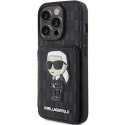 Karl Lagerfeld KLHCP15LSAKKNSCK iPhone 15 Pro 6.1" czarny/black hardcase Saffiano Cardslots and Stand Monogram Ikonik Patch