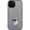 Karl Lagerfeld KLHCP15SGCNPSG iPhone 15 6.1" srebrny/silver hardcase Fixed Glitter Choupette Logo Metal Pin