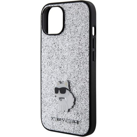 Karl Lagerfeld KLHCP15SGCNPSG iPhone 15 6.1" srebrny/silver hardcase Fixed Glitter Choupette Logo Metal Pin