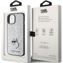 Karl Lagerfeld KLHCP15SGCNPSG iPhone 15 6.1" srebrny/silver hardcase Fixed Glitter Choupette Logo Metal Pin