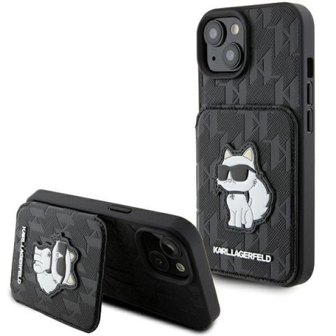 Karl Lagerfeld KLHCP15SSAKCNSCK iPhone 15 6.1" czarny/black hardcase Saffiano Cardslots and Stand Monogram Choupette