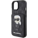 Karl Lagerfeld KLHCP15SSAKKNSCK iPhone 15 6.1" czarny/black hardcase Saffiano Cardslots and Stand Monogram Ikonik Patch