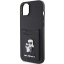 Karl Lagerfeld KLHCP15SSAPKCNPK iPhone 15 6.1" czarny/black hardcase Saffiano Cardslot Karl&Choupette Metal Pin