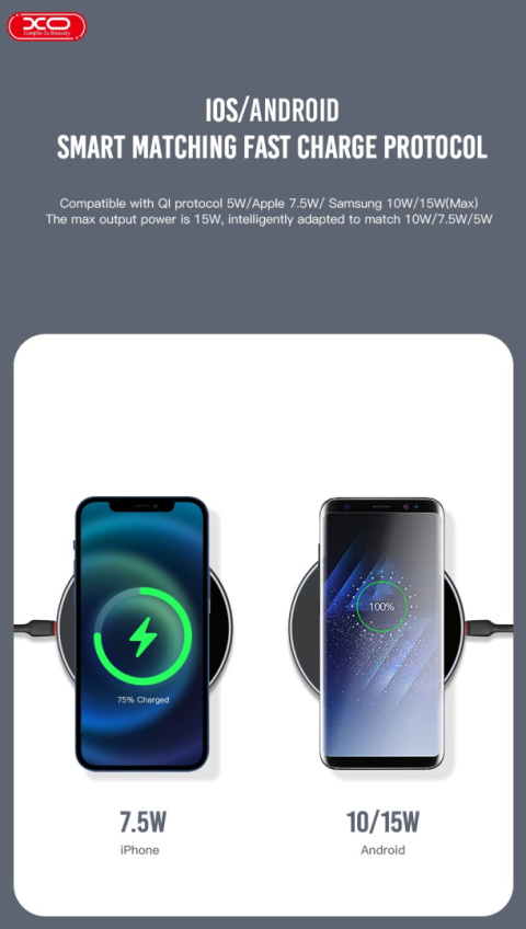 XO ładowarka indukcyjna WX026 czarna 15W