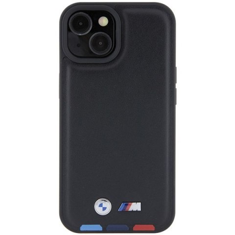 BMW BMHCP15S22PTDK iPhone 15 6.1" czarny/black Leather Stamp Tricolor