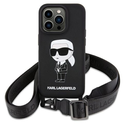 Karl Lagerfeld KLHCP15SSCBSKNK iPhone 15 6.1" hardcase czarny/black Crossbody Silicone Ikonik