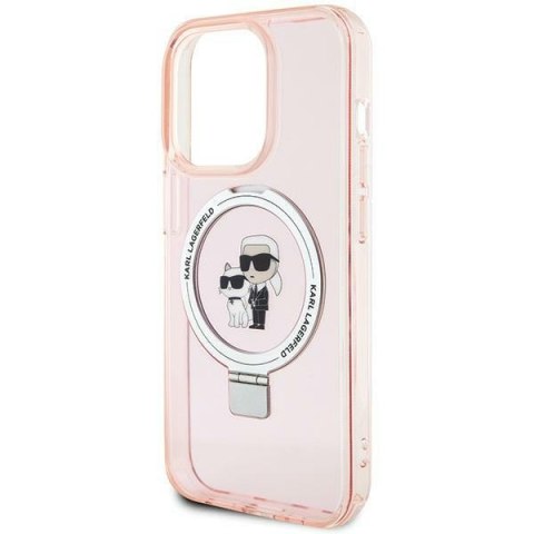 Karl Lagerfeld KLHMP15LHMRSKCP iPhone 15 Pro 6.1" różowy/pink hardcase Ring Stand Karl&Choupettte MagSafe