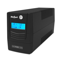 Zasilacz awaryjny komputerowy UPS REBEL model Nanopower Plus 1000 ( offline, 1000VA / 600W , 230 V , 50Hz , LCD , USB , RJ45 )