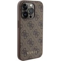 Guess nakładka do iPhone 15 Pro 6,1" GUHCP15LG4GFBR brązowa HC PU 4G Metal Logo