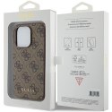 Guess nakładka do iPhone 15 Pro 6,1" GUHCP15LG4GFBR brązowa HC PU 4G Metal Logo