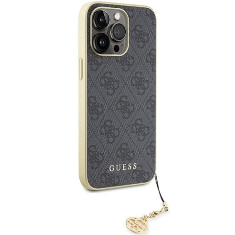 Guess nakładka do iPhone 15 Pro Max 6,7" GUHCP15XGF4GGR szara HC PU 4G Charm