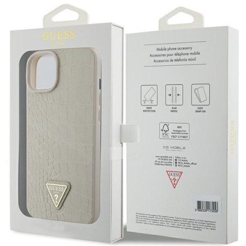 Guess GUHCP15SPCRTHCD iPhone 15 6.1" złoty/gold hardcase Croco Triangle Metal Logo