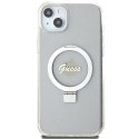 Guess GUHMP15MHRSGSD iPhone 15 Plus 6.7" przezroczysty/transparent hardcase Ring Stand Script Glitter MagSafe