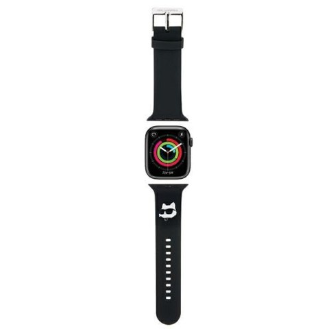 Karl Lagerfeld Pasek KLAWLSLCNK Apple Watch 42/44/45mm czarny/black strap 3D Rubber Choupette Head