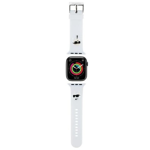 Karl Lagerfeld Pasek KLAWLSLKCNH Apple Watch 42/44/45mm biały/white strap 3D Rubber Karl&Choupette Heads