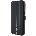 BMW BMBKP15X22RVSK iPhone 15 Pro Max 6.7" czarny/black bookcase Leather Stamp Blue Lines