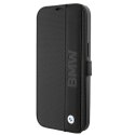 BMW BMBKP15S22RDPK iPhone 15 6.1" czarny/black bookcase Leather Textured & Stripe