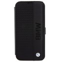 BMW BMBKP15S22RDPK iPhone 15 6.1" czarny/black bookcase Leather Textured & Stripe