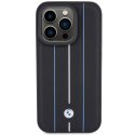 BMW BMHCP15L22RVSK iPhone 15 Pro 6.1" czarny/black hardcase Leather Stamp Blue Lines