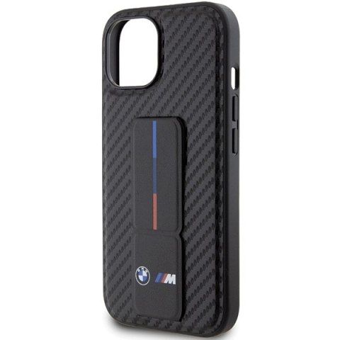 BMW BMHCP15SGSPCCK iPhone 15 6.1" czarny/black hardcase Grip Stand Smooth & Carbon