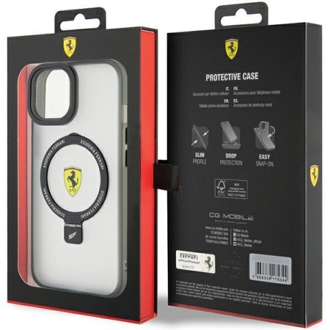 Ferrari FEHMP15SUSCAK iPhone 15 / 14 / 13 6.1" czarny/black hardcase Ring Stand 2023 Collection MagSafe