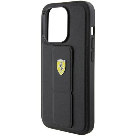 Ferrari FEHCP15LGSPSIK iPhone 15 Pro 6.1" czarny/black hardcase Grip Stand Metal Logo