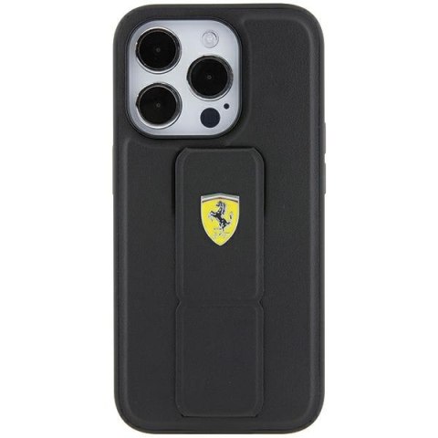 Ferrari FEHCP15SGSPSIK iPhone 15 / 14 / 13 6.1" czarny/black hardcase Grip Stand Metal Logo