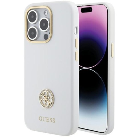 Guess GUHCP15XM4DGPH iPhone 15 Pro Max 6.7" biały/white hardcase Silicone Logo Strass 4G