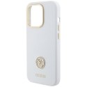 Guess GUHCP15XM4DGPH iPhone 15 Pro Max 6.7" biały/white hardcase Silicone Logo Strass 4G