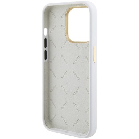 Guess GUHCP15XM4DGPH iPhone 15 Pro Max 6.7" biały/white hardcase Silicone Logo Strass 4G