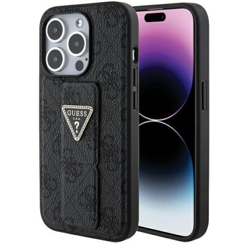 Guess GUHCP15XPGS4TDK iPhone 15 Pro Max 6.7" czarny/black hardcase Grip Stand 4G Triangle Strass