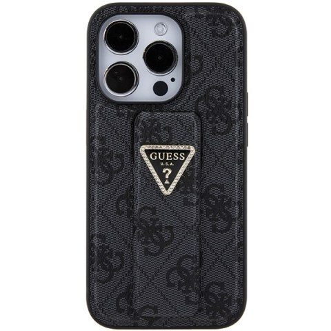 Guess GUHCP15XPGS4TDK iPhone 15 Pro Max 6.7" czarny/black hardcase Grip Stand 4G Triangle Strass