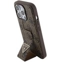 Guess GUHCP15XPGS4TDW iPhone 15 Pro Max 6.7" brązowy/brown hardcase Grip Stand 4G Triangle Strass