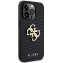 Guess GUHCP15XPSP4LGK iPhone 15 Pro Max 6.7" czarny/black hardcase Leather Perforated 4G Glitter Logo