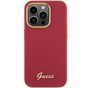 Guess GUHCP15XSMBSLM iPhone 15 Pro Max 6.7" magenta hardcase Silicone Script Metal Logo & Frame