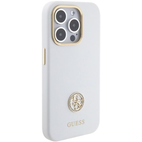 Guess GUHCP15LM4DGPH iPhone 15 Pro 6.1" biały/white hardcase Silicone Logo Strass 4G