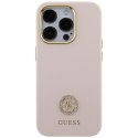 Guess GUHCP15LM4DGPP iPhone 15 Pro 6.1" jasnoróżowy/pink hardcase Silicone Logo Strass 4G