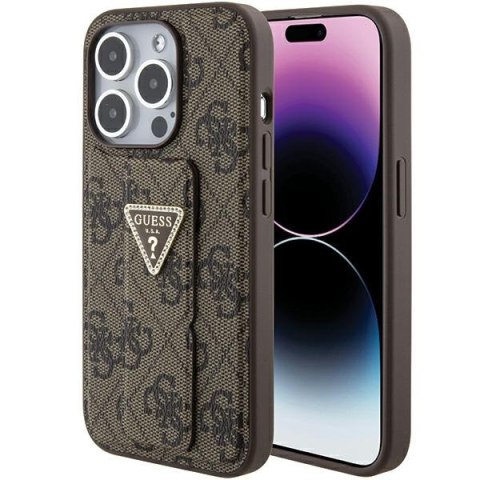 Guess GUHCP15LPGS4TDW iPhone 15 Pro 6.1" brązowy/brown hardcase Grip Stand 4G Triangle Strass