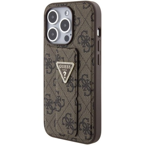 Guess GUHCP15LPGS4TDW iPhone 15 Pro 6.1" brązowy/brown hardcase Grip Stand 4G Triangle Strass